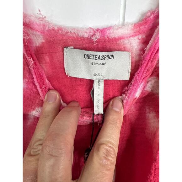 One Teaspoon Icon Pink Tie Dye Muslin Mini Dress Drop Waist Size Small NWT - Picture 6 of 9